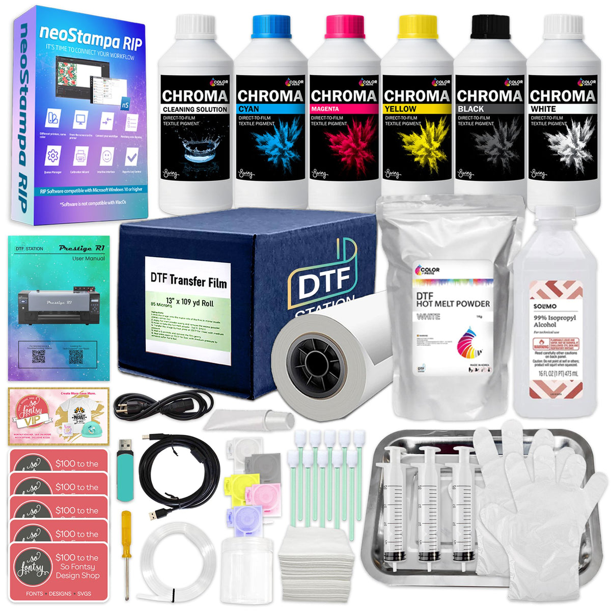 Prestige R1 DTF Roll Printer with Miro 13 Inline Shaker &amp; Oven Bundle DTF Bundles Prestige 