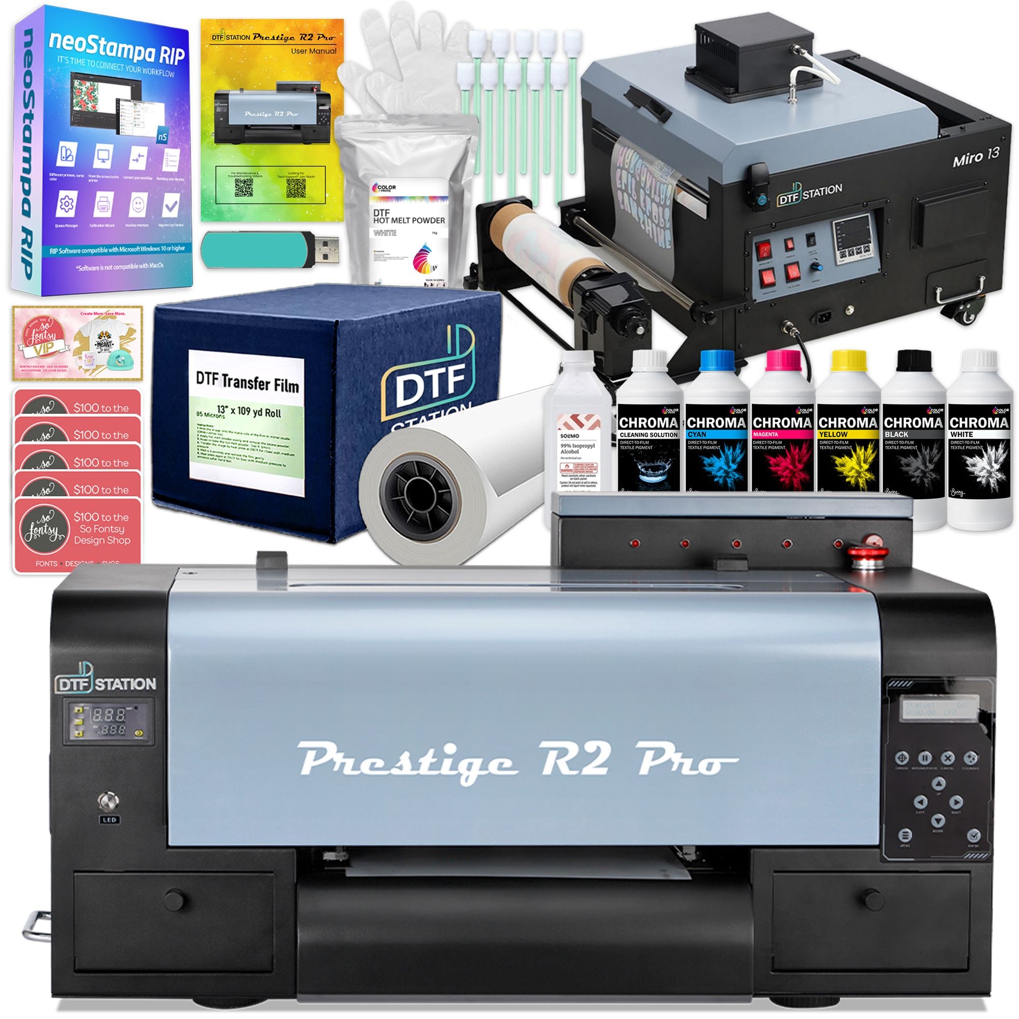 Prestige R2 PRO DTF Roll Printer w/ Miro 13 Inline Shaker & Oven Bundle DTF Bundles Prestige 