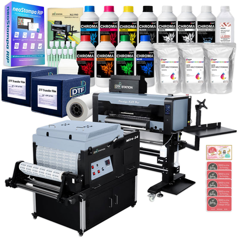 Prestige XL2 PRO DTF Printer w/ Miro 24 Inline Oven, Accessories & Training DTF Bundles Prestige 