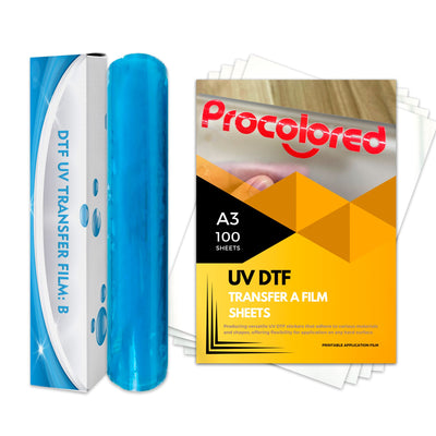 Procolored A3 UV DTF Adhesive Transfer Set - A Sheets &amp; B Roll DTF Procolored 