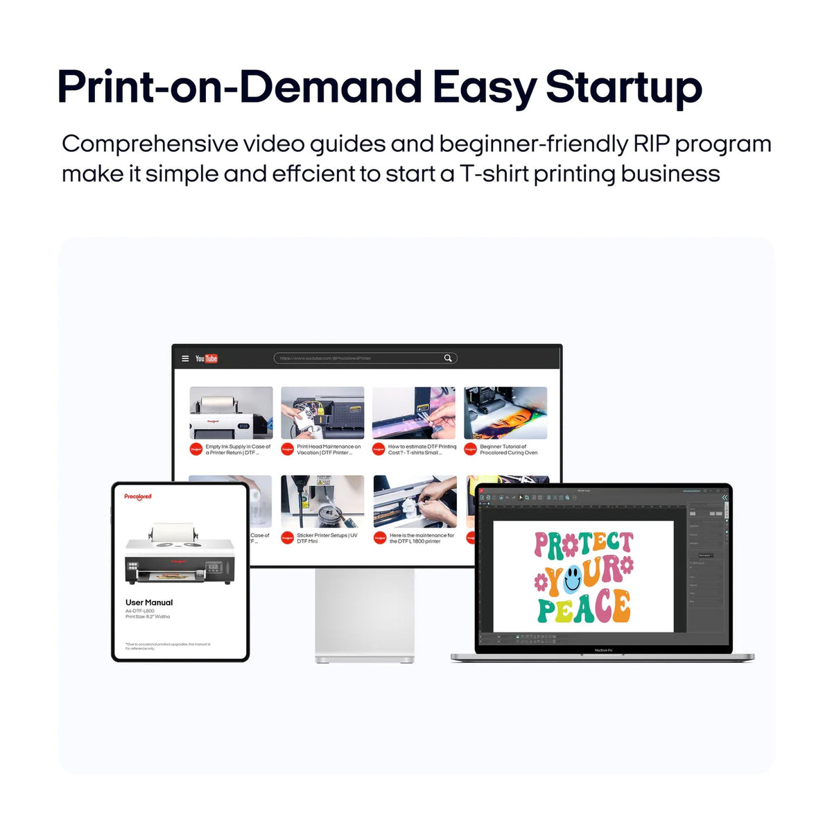 Procolored F8 Panda A4 Roll Direct to Film Printer - 8.2&quot; DTF Bundles Procolored 