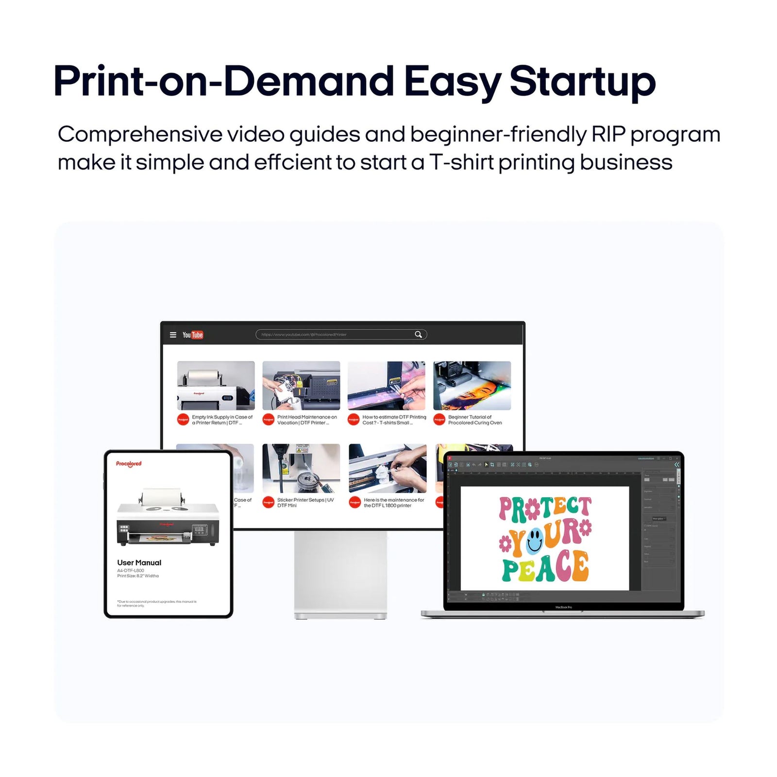 Procolored F8 Panda A4 Roll Direct to Film Printer - 8.2" DTF Bundles Procolored 