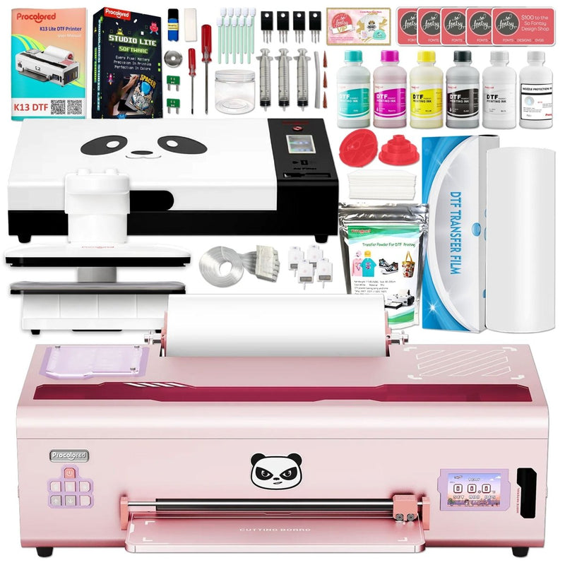 Procolored K13 Lite DTF Roll Printer with Curing Oven, Heat Press - Pink - Swing Design1