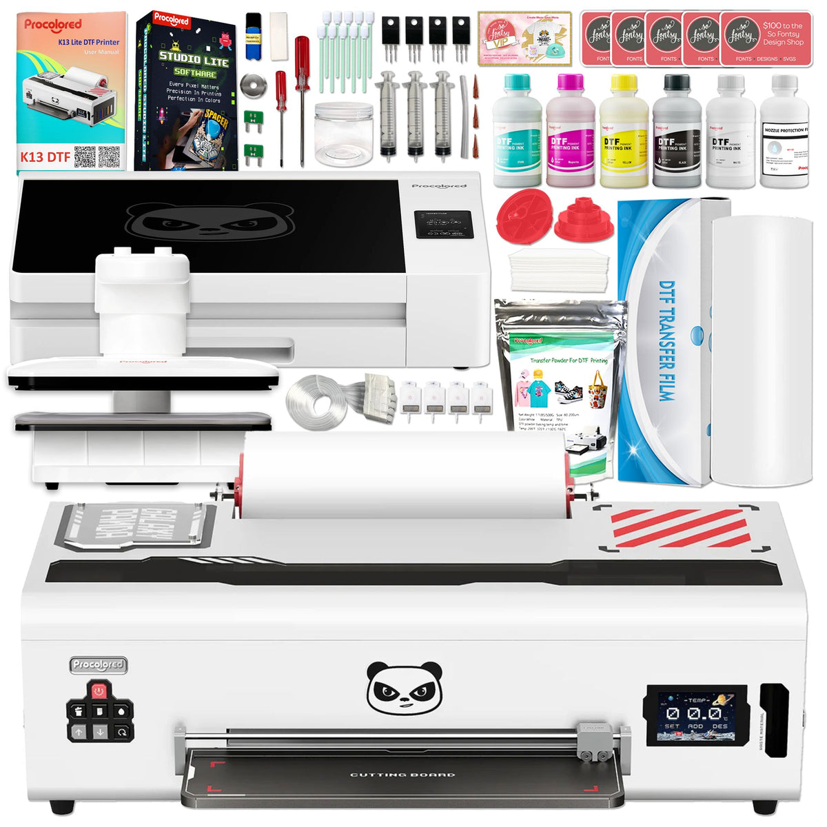 Procolored K13 Lite DTF Roll Printer with Smokeless Oven, Heat Press - White DTF Bundles Procolored 