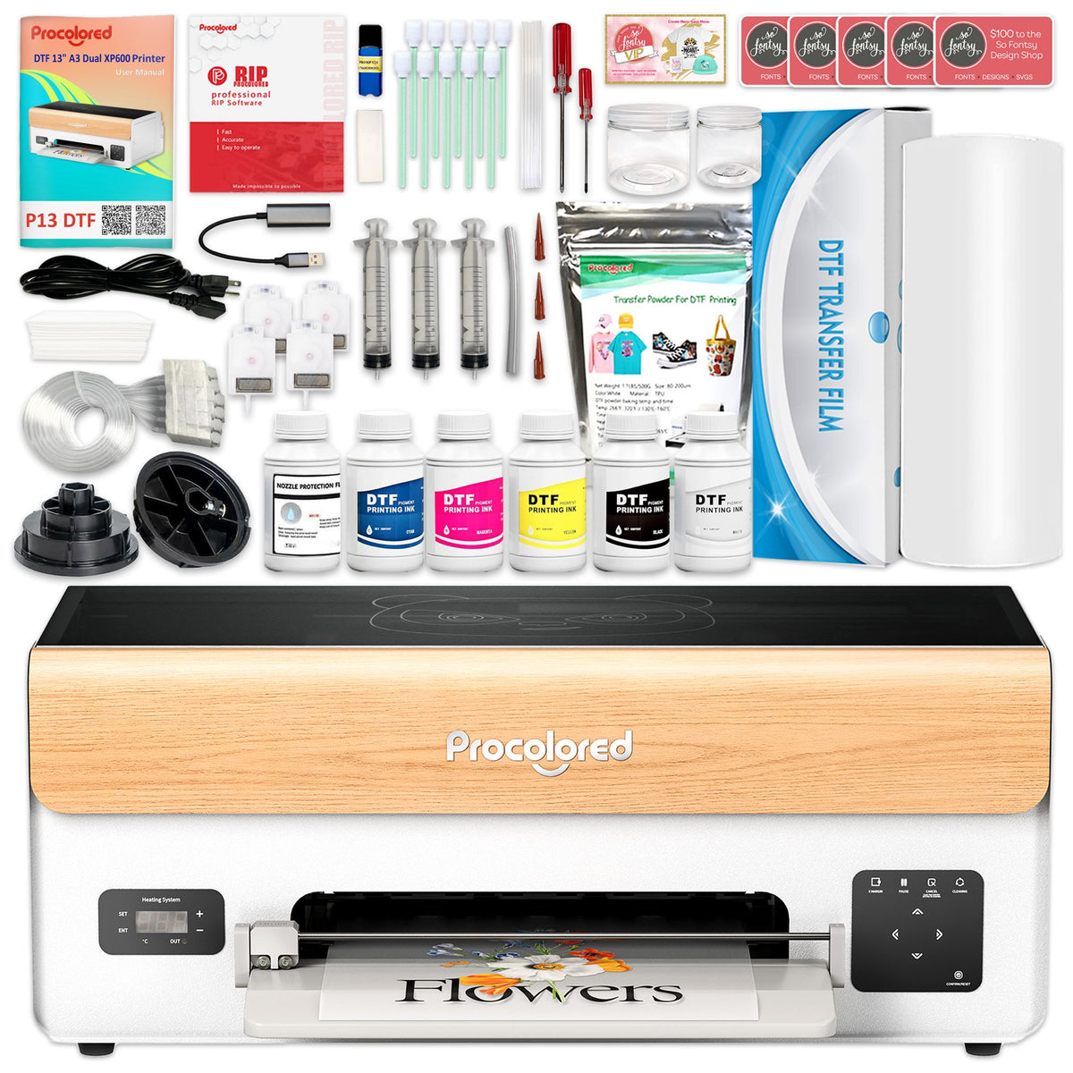Procolored P13 Direct to Film (DTF) XP600 Roll Printer Bundle - 13in DTF Bundles Procolored 