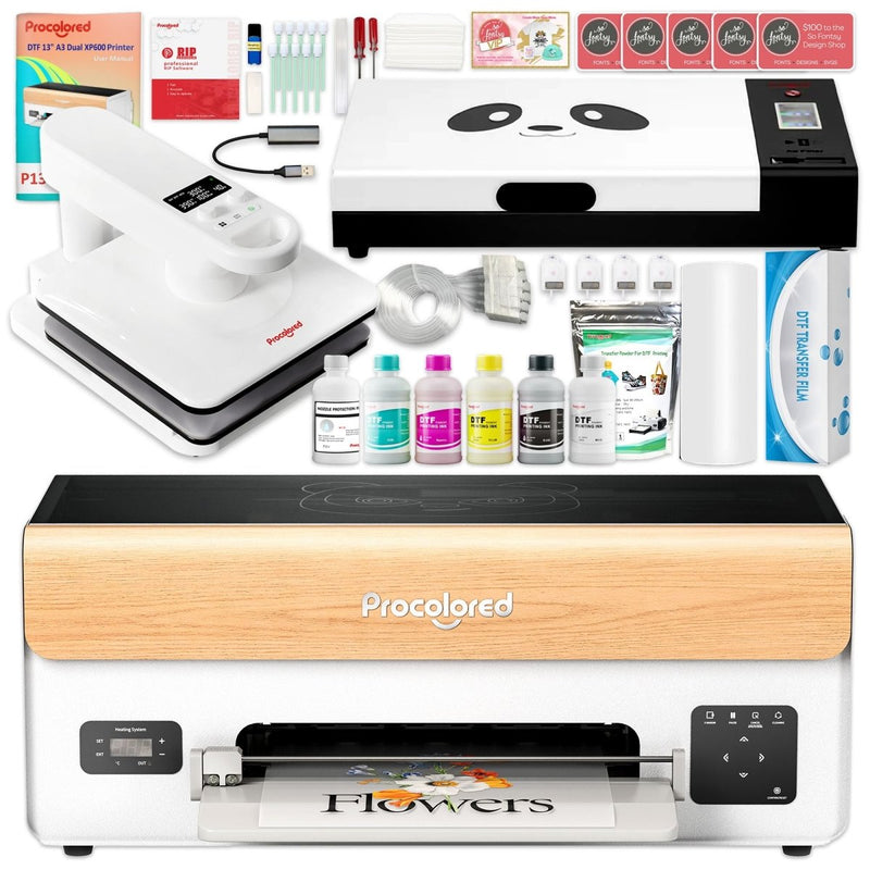 Procolored P13 Direct to Film (DTF) XP600 Roll Printer, Oven, Heat Press BundleP13 for Windows OS - Swing Design