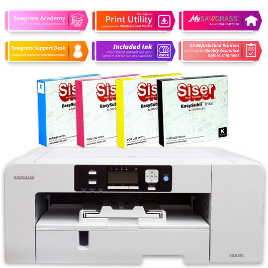 REFURBISHED Sawgrass Virtuoso SG1000 Sublimation Printer & Ink Bundle Sublimation Bundle Sawgrass SG1000 with Partial Inks 