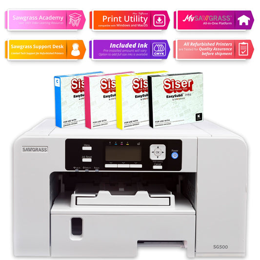 REFURBISHED Sawgrass Virtuoso SG500 Sublimation Printer & Ink Bundle Sublimation Bundle Sawgrass SG500 with Partial Inks 