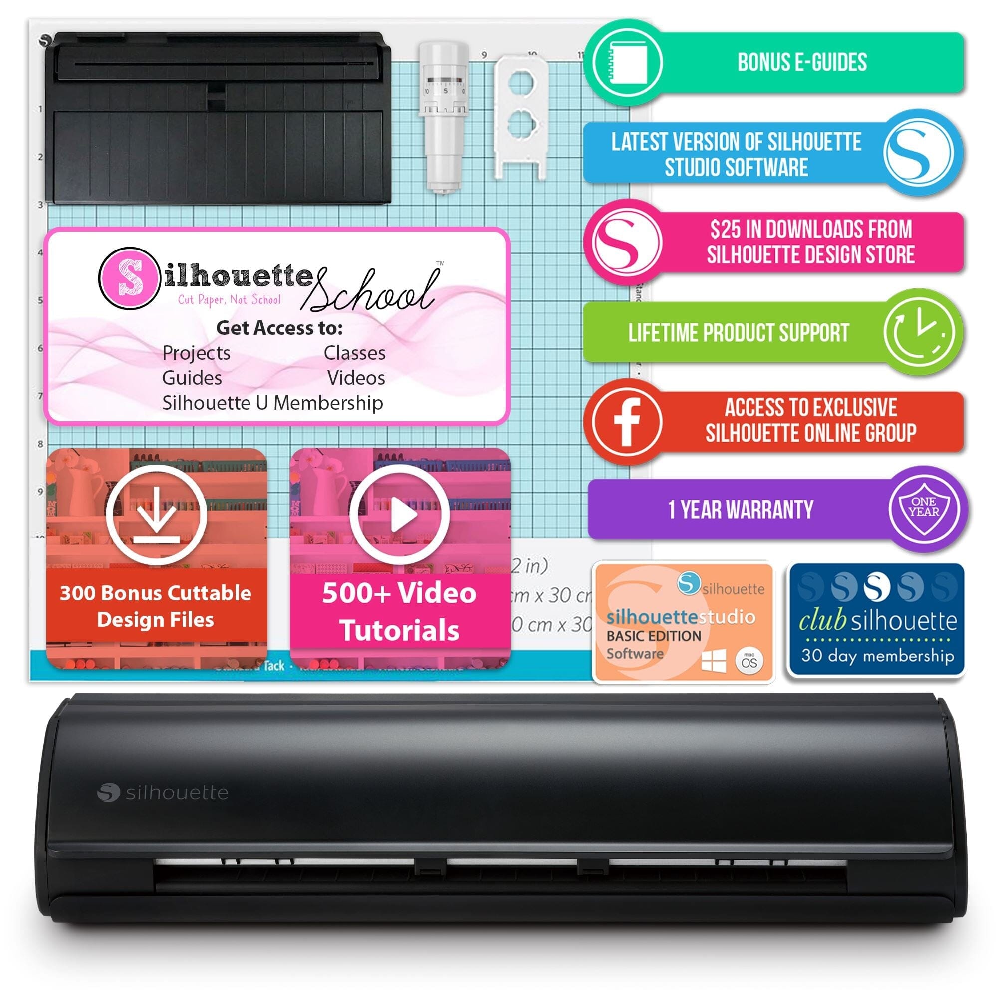 REFURBISHED Silhouette Black Cameo 5 w/ Electrostatic Grip Mat Attachment Silhouette Bundle Silhouette 