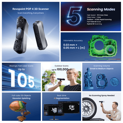 Revopoint POP 4 Standard Edition 5-in-1 Handheld Wireless 3D Scanner Swing Design 5