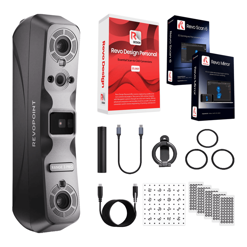 Revopoint RANGE 3 Pro Edition Wireless 3D Scanner Revo Design Personal 1-Year License Swing Design 2
