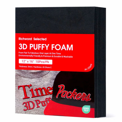 Richword 3D Puff Embroidery Foam Sheets for Raised Lettering Black - 12in x 16in Sewing Accessories Poolin 