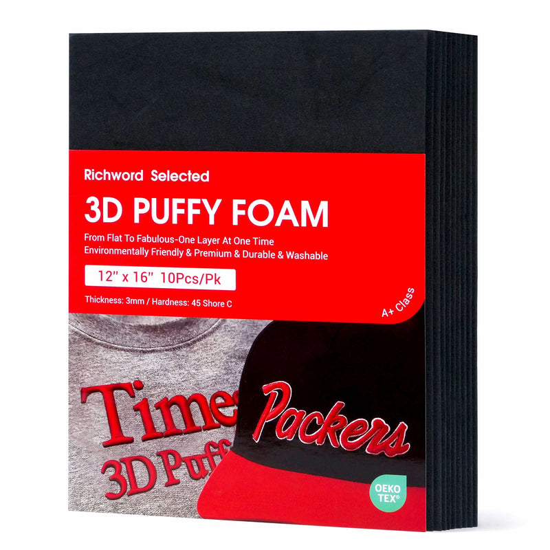 Richword 3D Puff Embroidery Foam Sheets for Raised Lettering Black - 12in x 16in Sewing Accessories Poolin 
