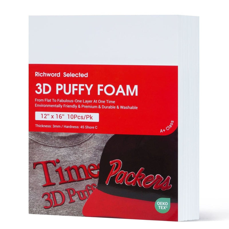 Richword 3D Puff Embroidery Foam Sheets for Raised Lettering White - 12in x 16in - Swing Design1