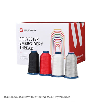 Richword 4000m 108D/2 40wt Top Colors Polyester Embroidery Thread - 60pc Sewing Accessories Poolin 