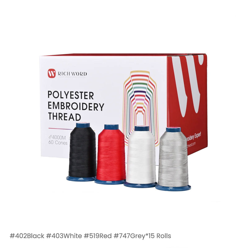 Richword 4000m 108D/2 40wt Top Colors Polyester Embroidery Thread - 60pc Sewing Accessories Poolin 
