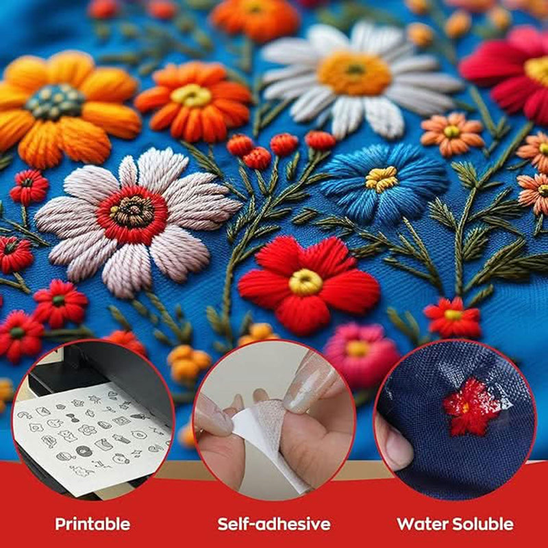 Richword Printable Sticky Wash Away Stabilizer 8.5in x 11in - 30 Sheets Sewing Accessories Poolin 