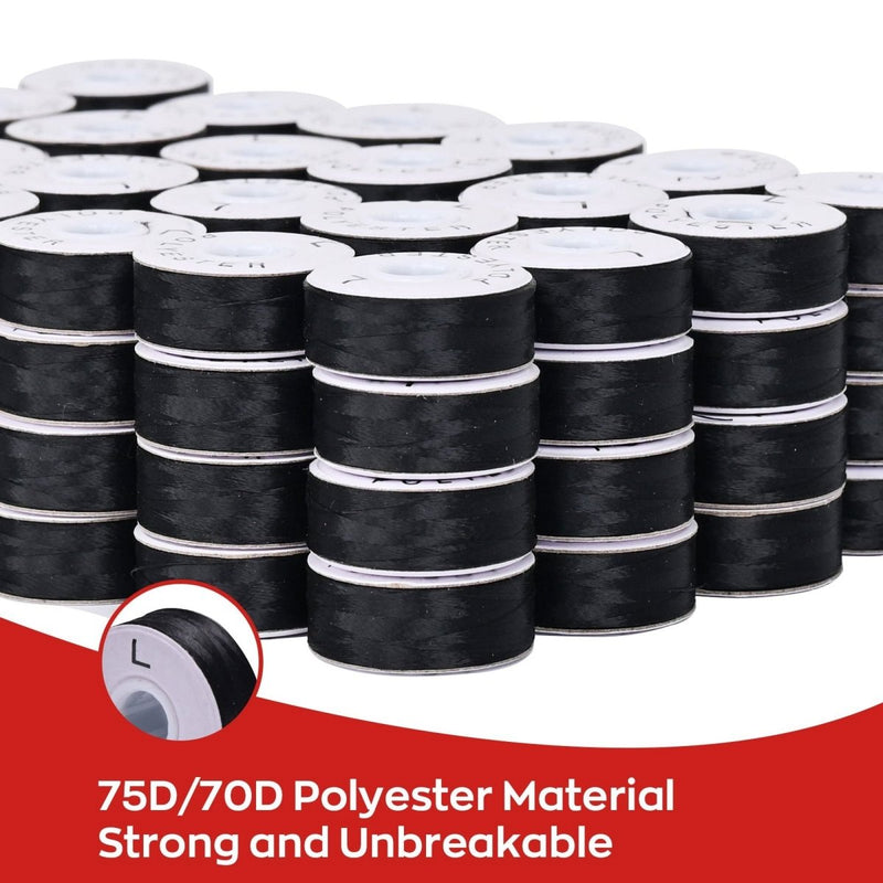 Richword Type L Paper Prewound Black Embroidery Bobbins 70D/2(60WT) - 144pc - Swing Design6
