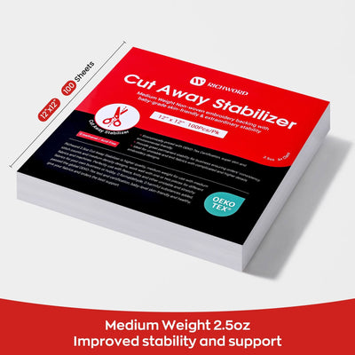 Richword Universal Cut Away Embroidery Stabilizer Backing 12in x 12in - 100 Sheets Sewing Accessories Poolin 