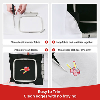 Richword Universal Cut Away Embroidery Stabilizer Backing 12in x 12in - 100 Sheets Sewing Accessories Poolin 