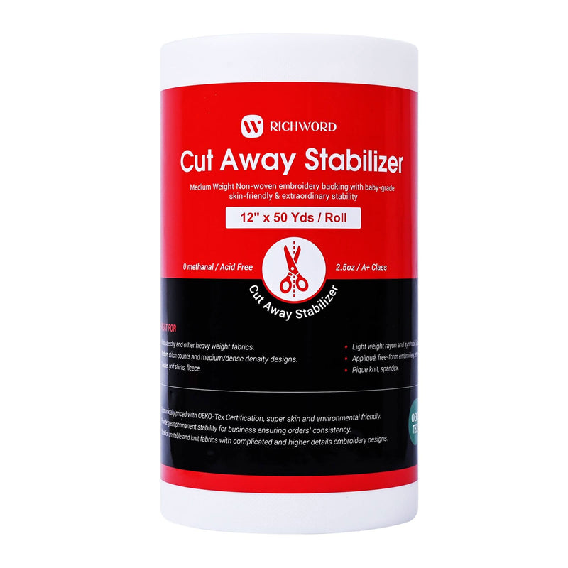 Richword Universal Cut Away Embroidery Stabilizer Backing - 12in x 50 Yards Sewing Accessories Poolin 