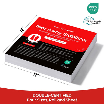 Richword Universal Tear Away Embroidery Stabilizer Backing - 100 Sheets Sewing Accessories Poolin 