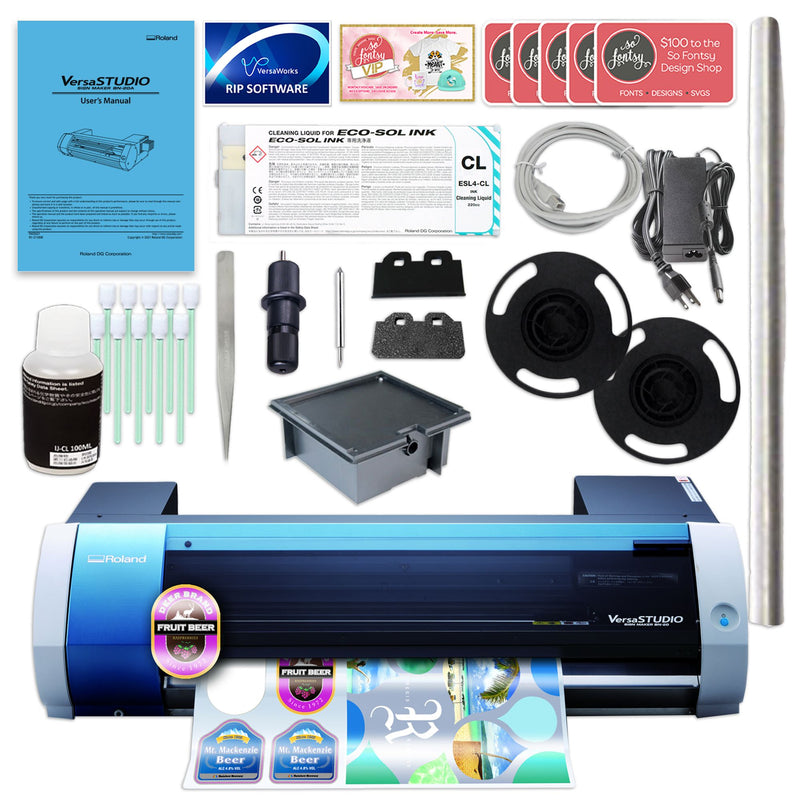 Roland BN-20A Desktop 20" Eco-Solvent Printer & Cutter w/ CMYK Inks & CorelDRAW Eco Printers Roland 