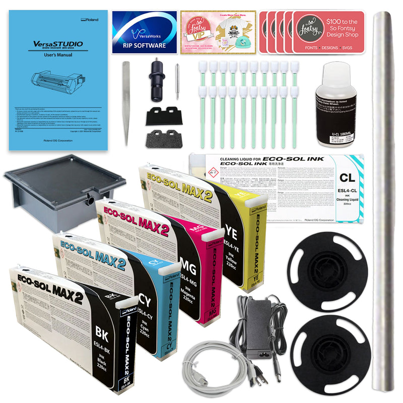 Roland BN-20A Desktop 20" Eco-Solvent Printer & Cutter w/ CMYK Inks & CorelDRAW Eco Printers Roland 