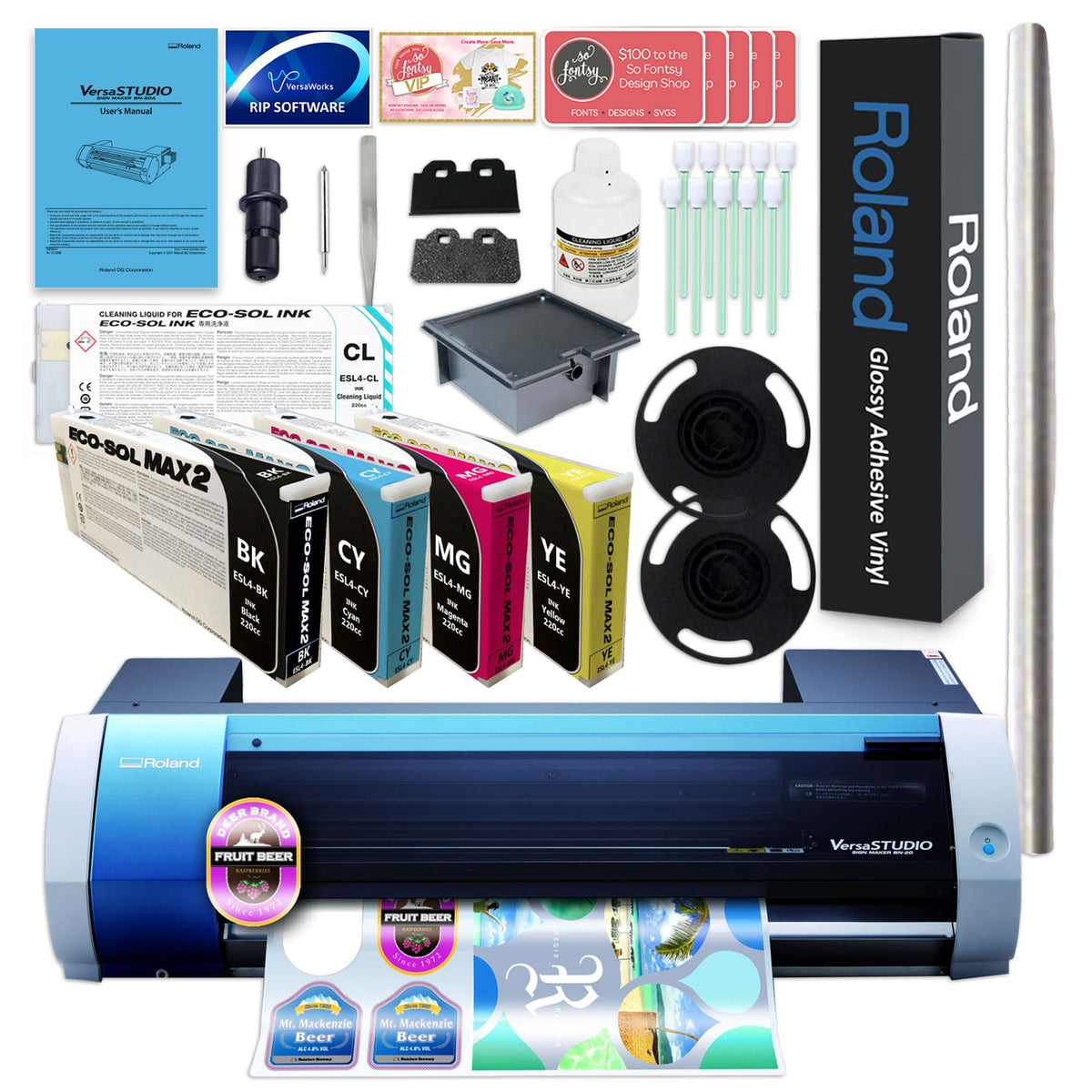 Roland BN-20A Printer Bundle CMYK Max 2 Inks | Swing Design