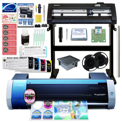 Roland BN-20A Desktop 20&quot; Eco-Solvent Printer w/ CMYK Inks &amp; Graphtec CE8000-60 Eco Printers Roland 