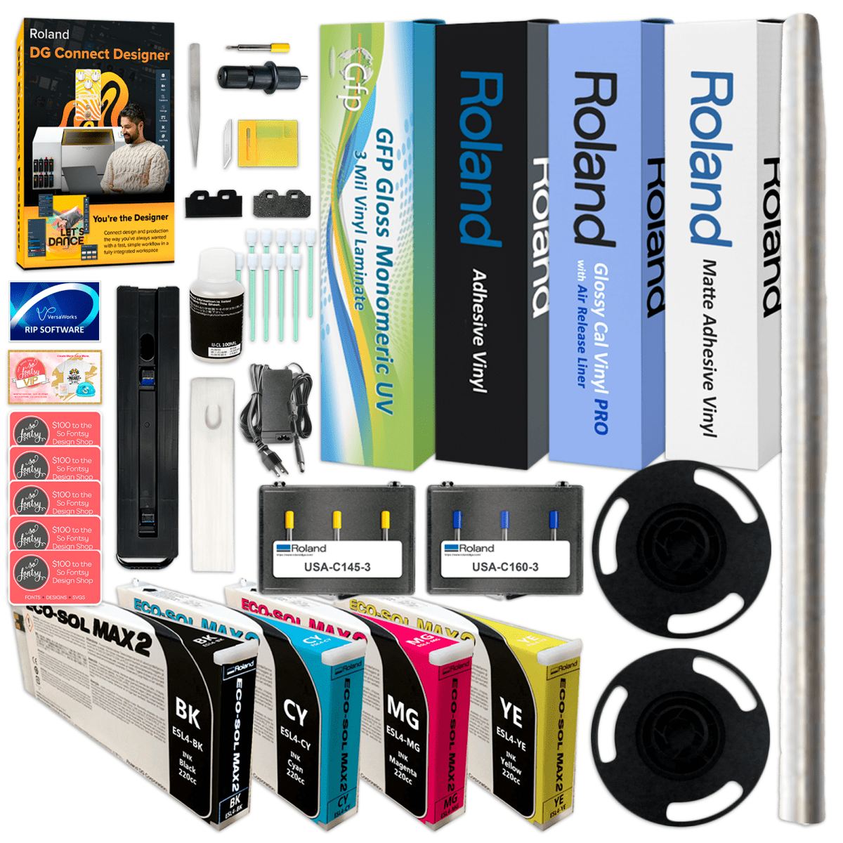 Roland BN2-20A Desktop 20" Eco-Solvent Printer &amp; Cutter Production Bundle BN2-20A w/ 20" GFP Cold Laminator Swing Design 2