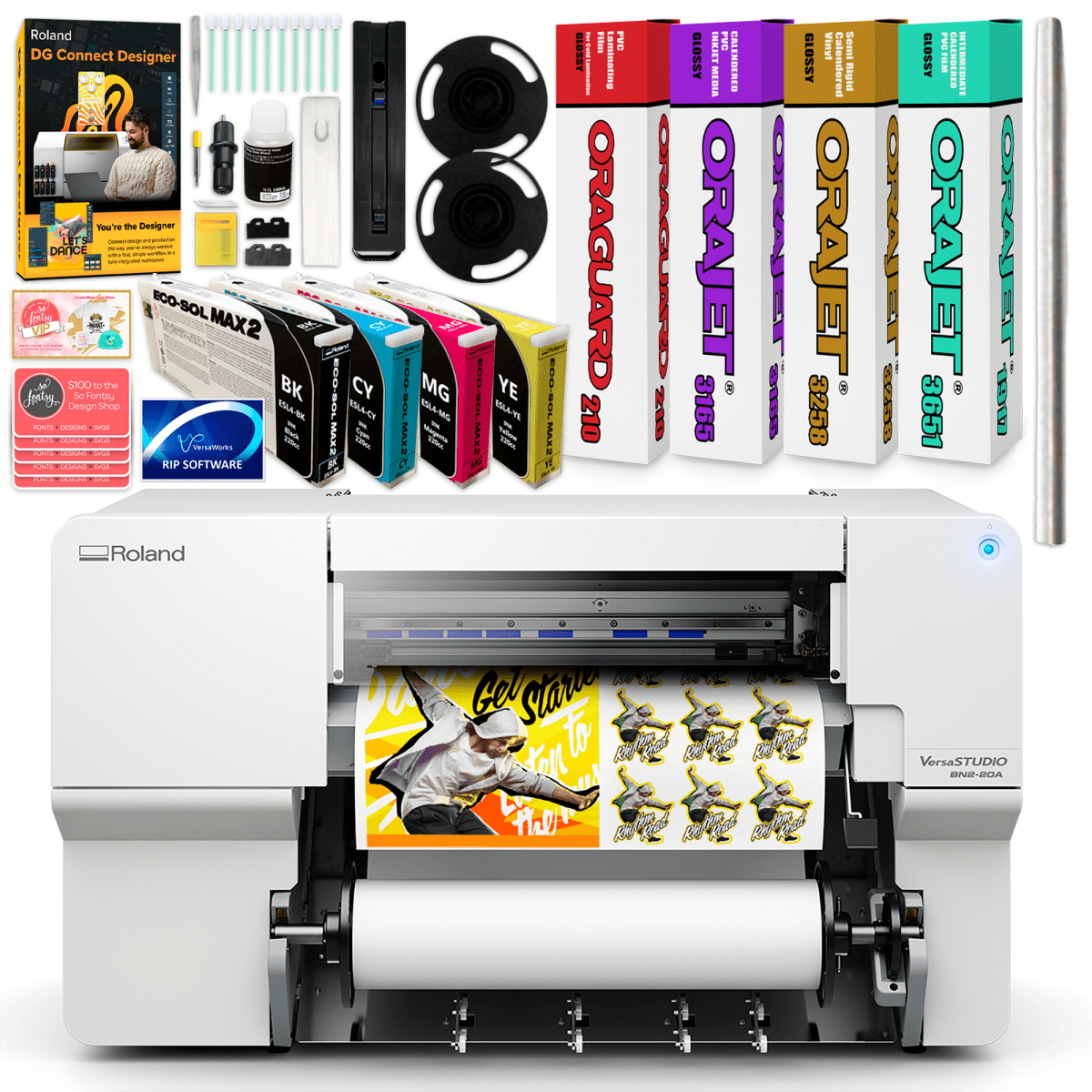 Roland BN2-20A Desktop 20" Eco-Solvent Printer &amp; Cutter w/ CMYK Inks &amp; Media Swing Design 1
