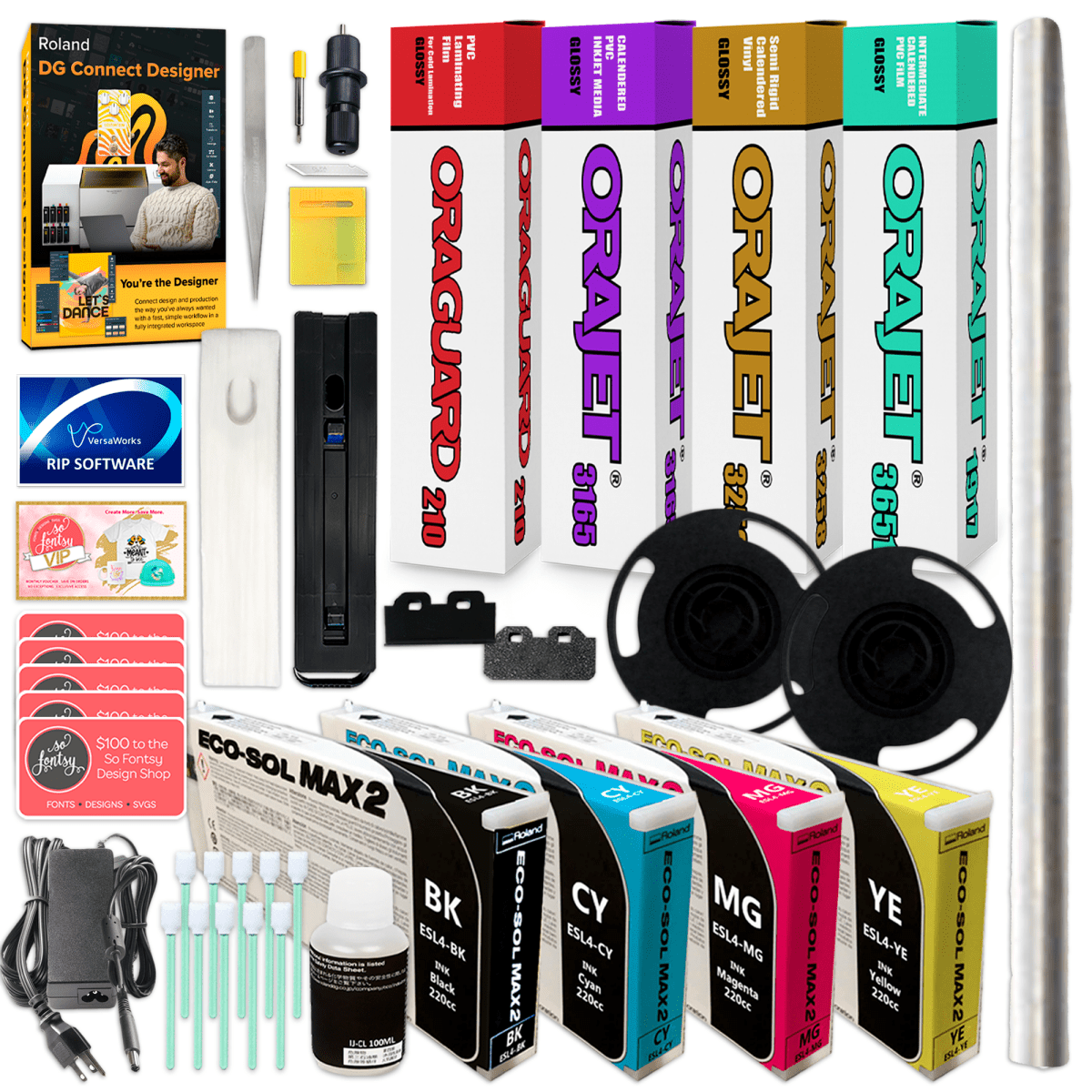 Roland BN2-20A Desktop 20" Eco-Solvent Printer &amp; Cutter w/ CMYK Inks &amp; Media Swing Design 2