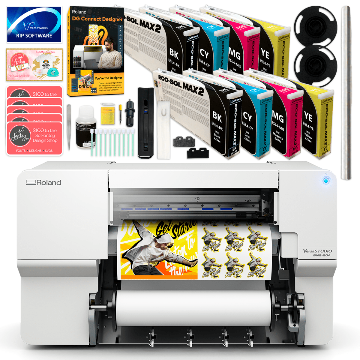 Roland BN2-20A Desktop 20" Eco-Solvent Printer &amp; Cutter w/ Double CMYK Inks Swing Design 1