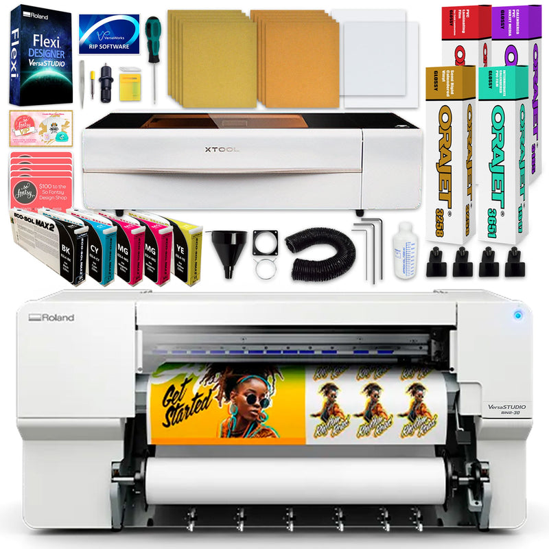 Roland BN2-30 30" Eco-Solvent Printer & Cutter w/ xTool P2 55W CO2 Laser Cutter Roland BN2-30A Printers Roland BN2-30 w/ CMMYK Inks 