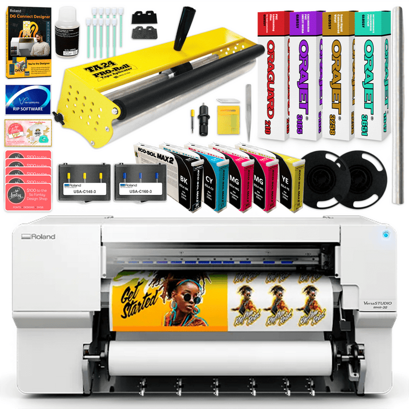 Roland BN2-30 Desktop 30" Eco-Solvent Printer & Cutter Decal Bundle BN2-30 w/ CMMYK Inks Swing Design 2