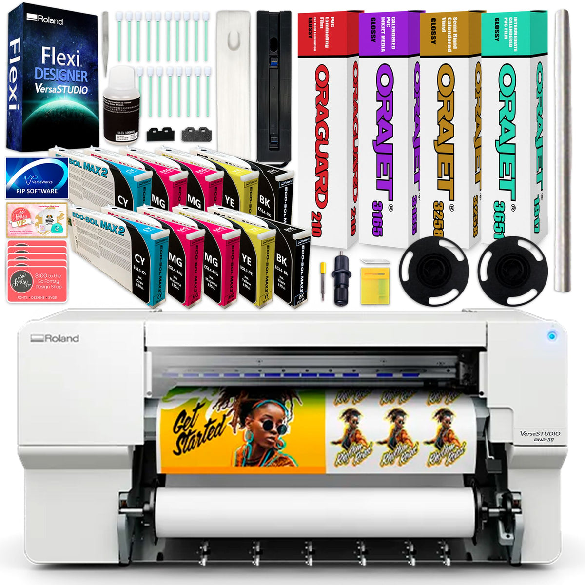 Roland BN2-30 Desktop 30&quot; Eco-Solvent Printer &amp; Cutter w/ Double Inks Roland BN2-30A Printers Roland BN2-30 w/ CMMYK Inks 