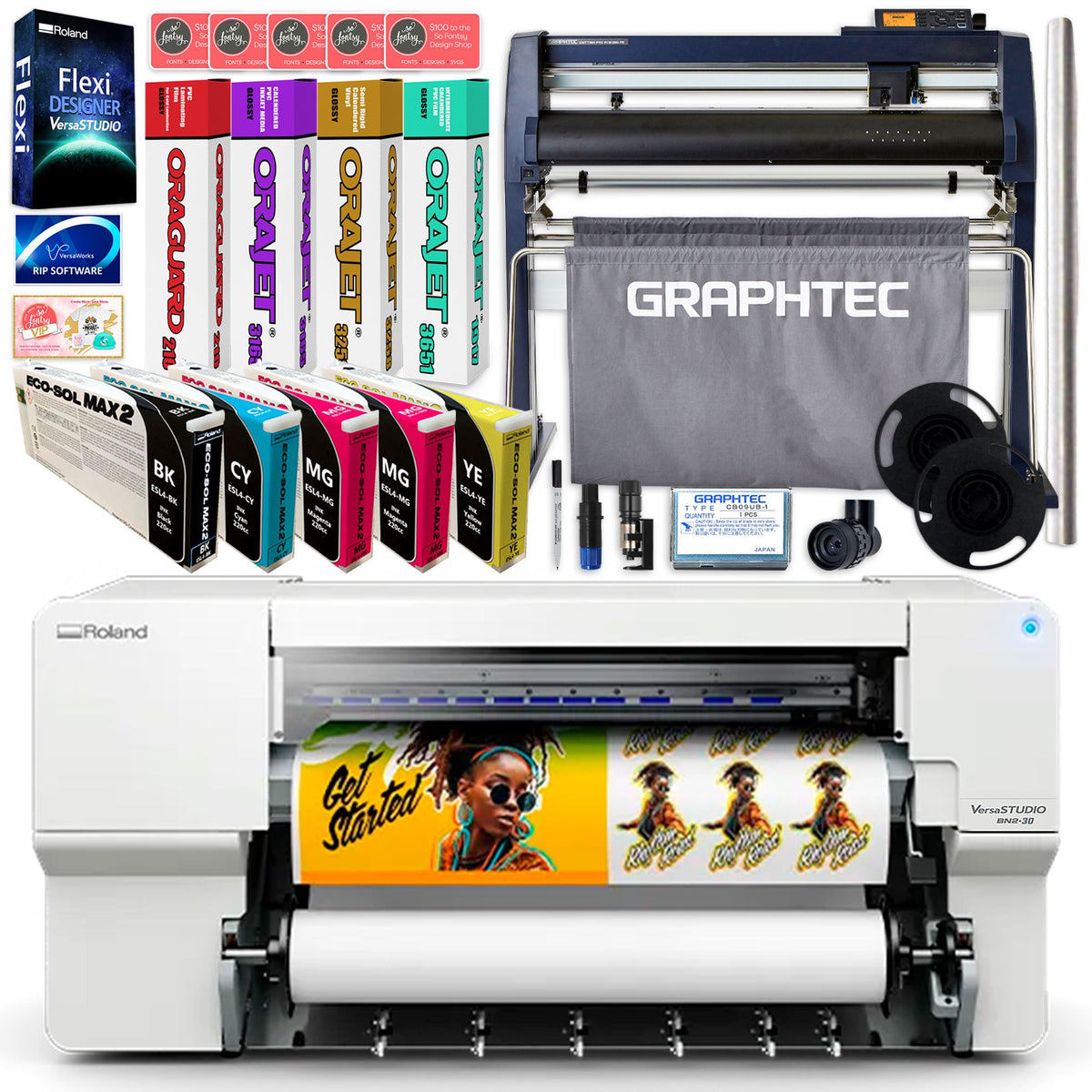 Roland BN2-30 Desktop 30&quot; Eco-Solvent Printer &amp; Cutter w/ Graphtec Vinyl Cutter Roland BN2-30A Printers Roland BN2-30 w/ CMMYK Inks 
