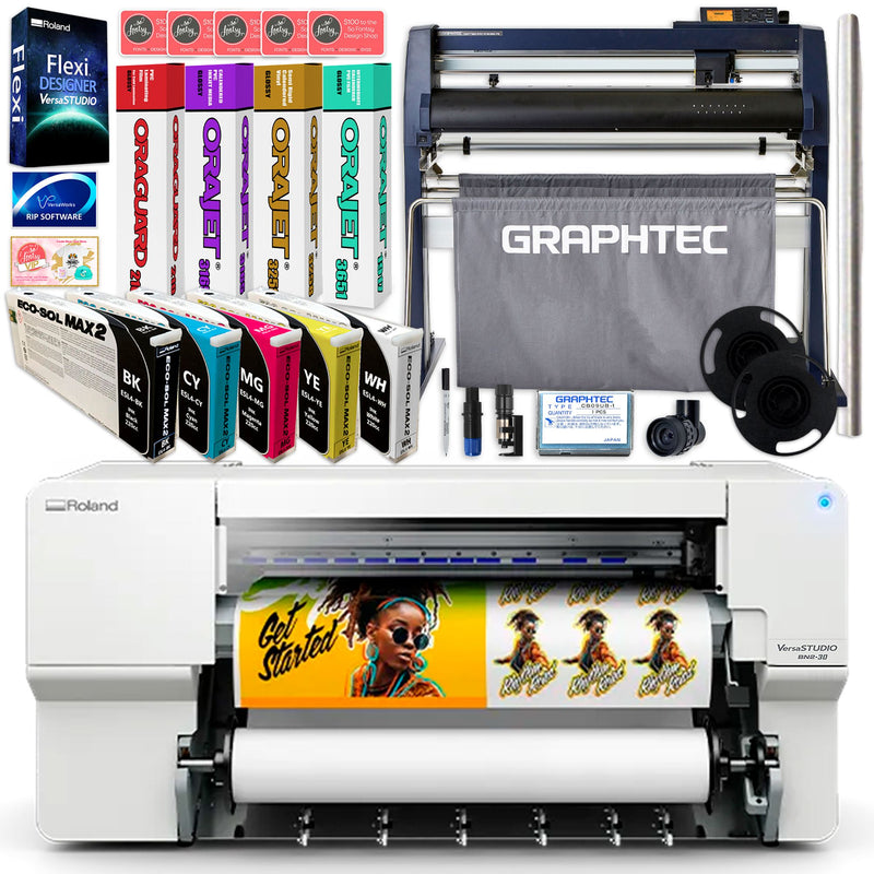 Roland BN2-30 Desktop 30" Eco-Solvent Printer & Cutter w/ Graphtec Vinyl Cutter Roland BN2-30A Printers Roland BN2-30 w/ CMYK + White Inks 