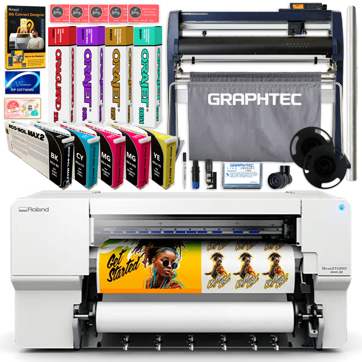Roland BN2-30 Desktop 30" Eco-Solvent Printer &amp; Cutter w/ Graphtec Vinyl CutterBN2-30 w/ CMMYK Inks - Swing Design2