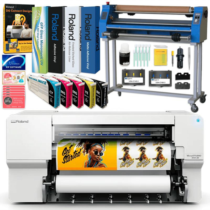 Roland BN2-30 Desktop 30" Eco-Solvent Printer & Cutter w/ Laminator BundleBN2-30 w/ CMMYK Inks - Swing Design2