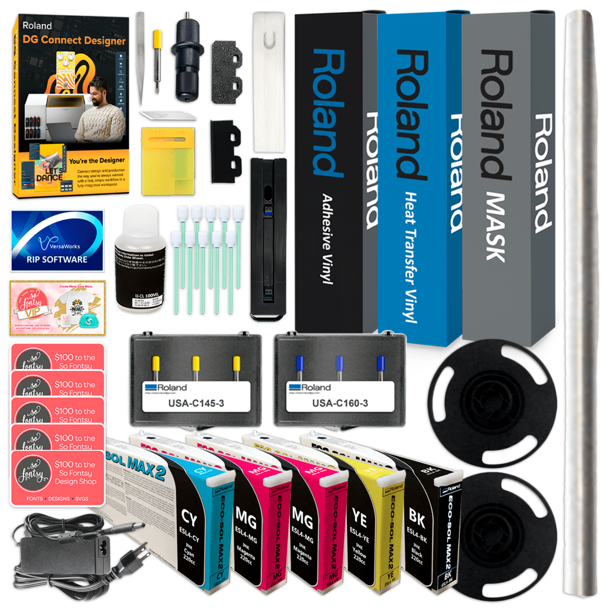 Roland BN2-30 Eco-Solvent 30" Printer &amp; Cutter Heat Press Business BundleBN2-30 w/ CMMYK Inks - Swing Design4