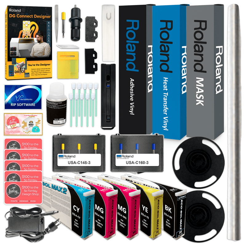 Roland BN2-30 Eco-Solvent 30" Printer & Cutter Heat Press Business BundleBN2-30 w/ CMMYK Inks - Swing Design4