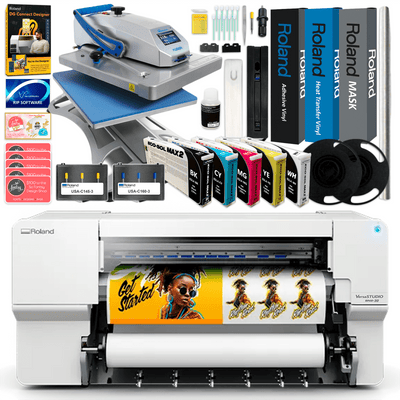 Roland BN2-30 Eco-Solvent 30" Printer &amp; Cutter Heat Press Business BundleBN2-30 w/ CMYK + White Inks - Swing Design1