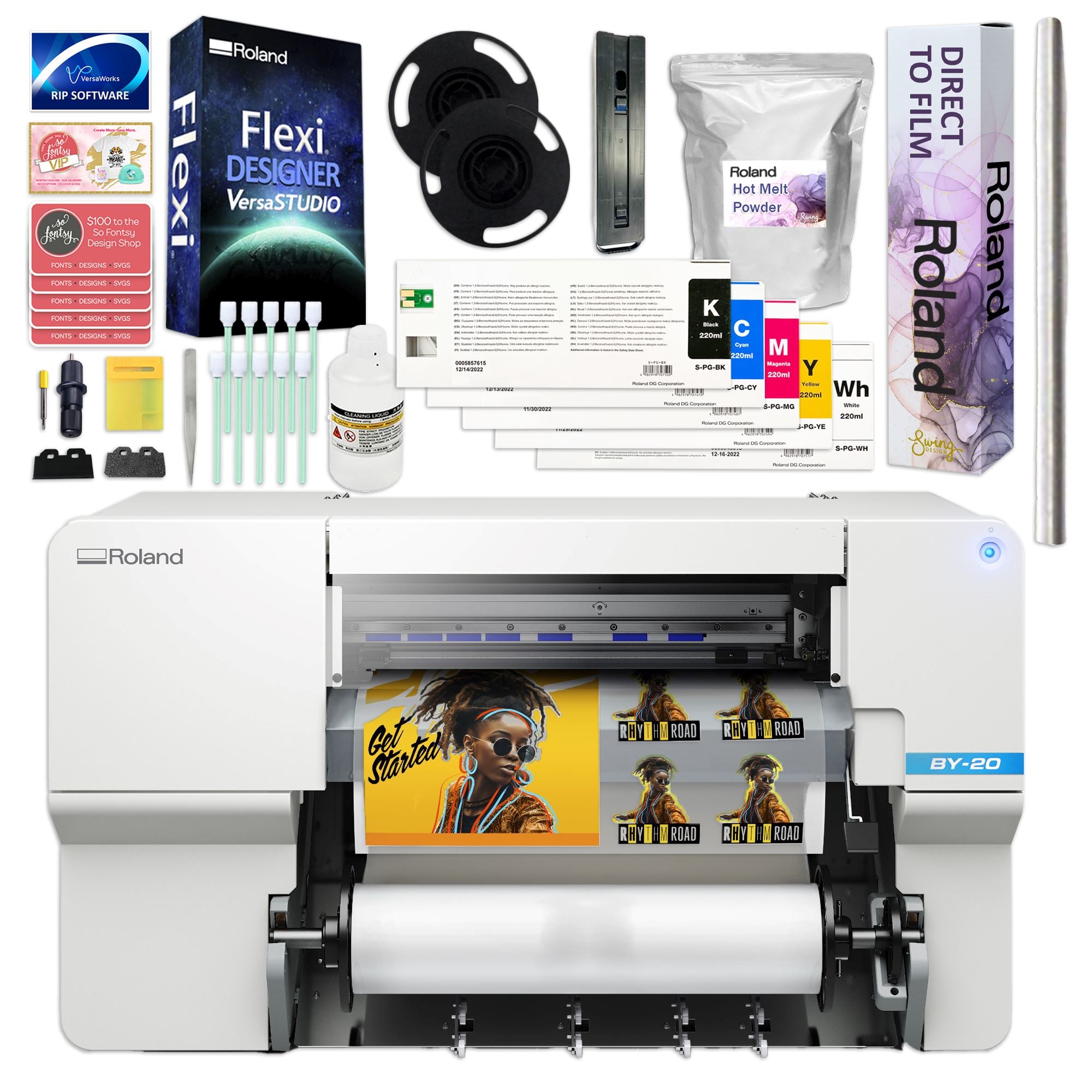 Roland BY-20 Direct to Film (DTF) Printer w/ 18" In-Line Oven Shaker Bundle DTF Bundles Roland 