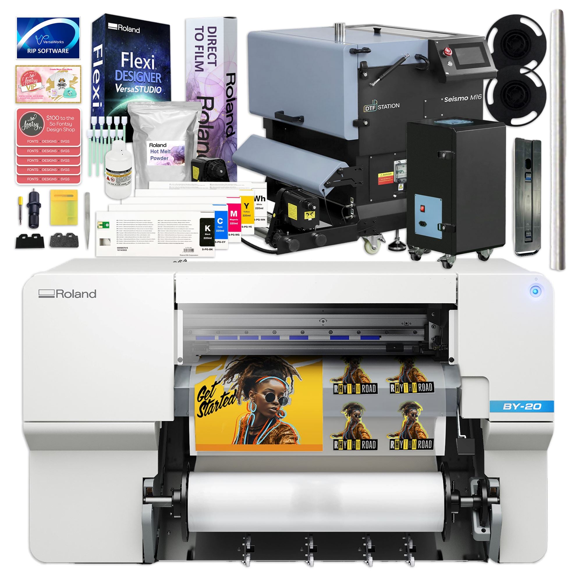 Roland BY-20 Direct to Film (DTF) Printer w/ 18" In-Line Oven Shaker Bundle DTF Bundles Roland 