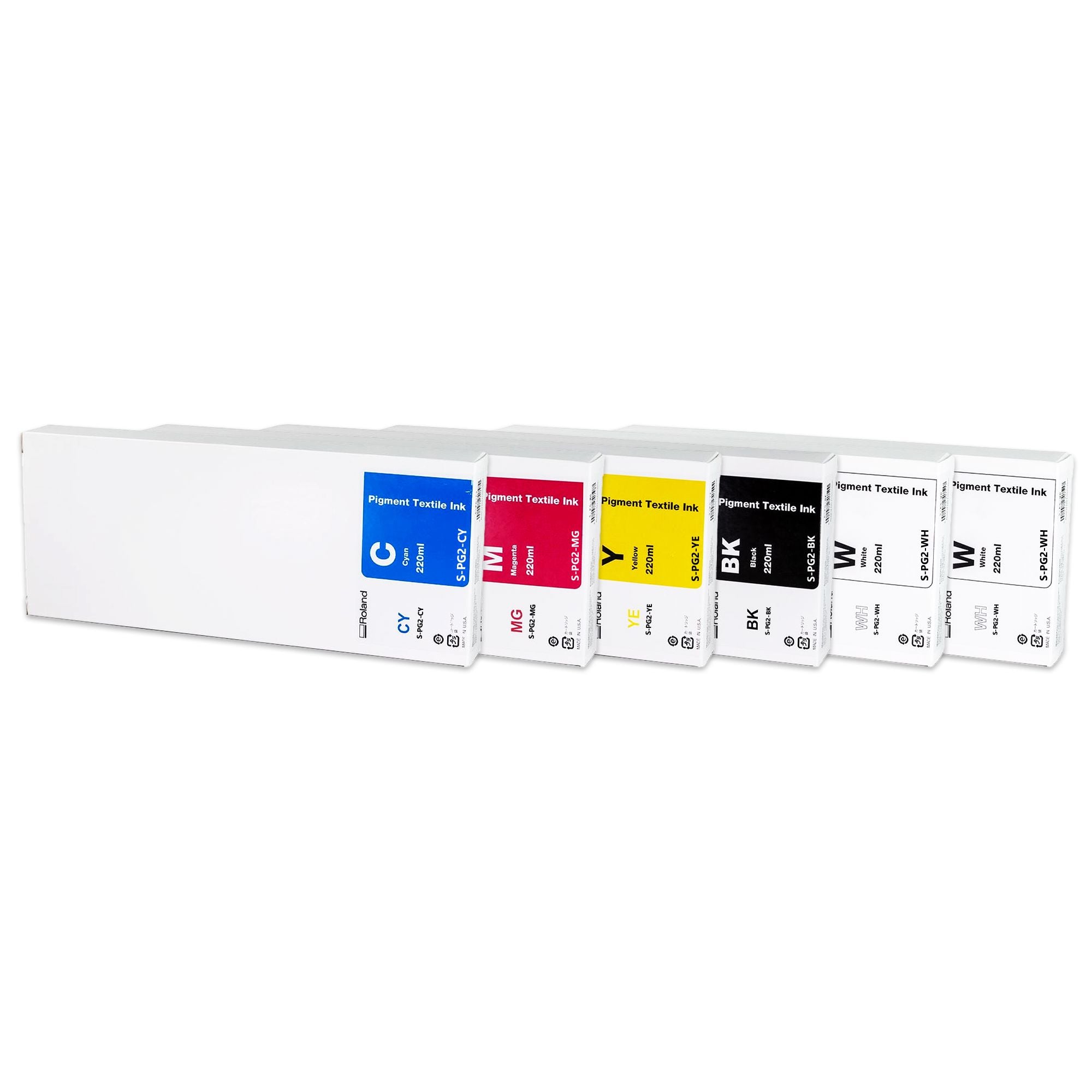 Roland BY-20 S-PG2 DTF Ink Set 220 ml - Cyan, Magenta, Yellow, Black, White DTF Roland 