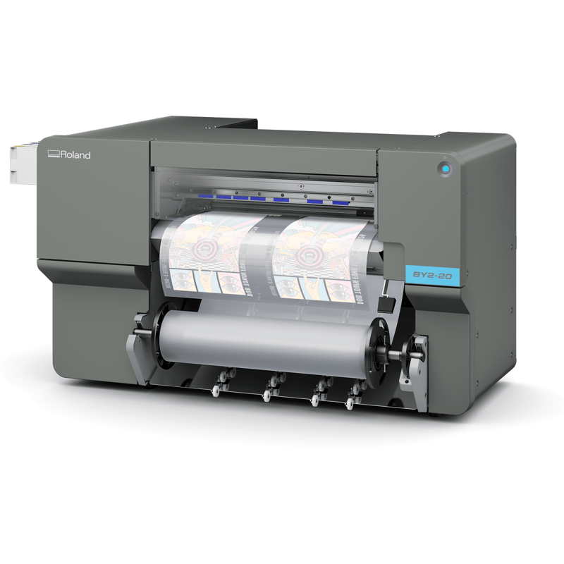 Roland BY2-20 DTF 20" Wide Roll Printer w/ 24" In-Line Oven Shaker Bundle 500 ml Ink Set Swing Design 19