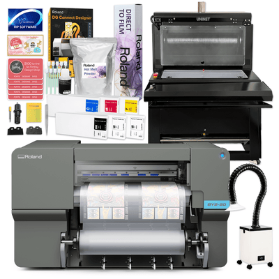 Roland BY2-20 DTF 20" Wide Roll Printer w/ 24" In-Line Slim Automatic Shaker 220 ml Ink Set Swing Design 1
