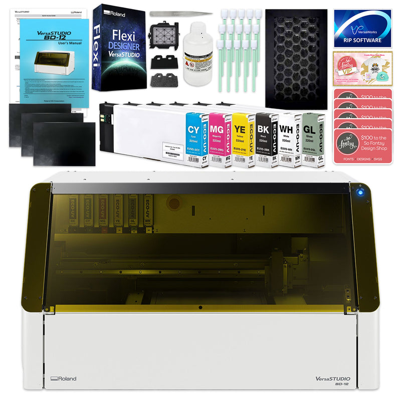 Roland VersaStudio BD-12 Desktop UV Flatbed Printer Bundle - 12.2in x 8.27in Eco Printers Roland 